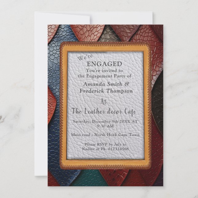 Invitación Diseños artísticos de textura de cuero artístico (Anverso)