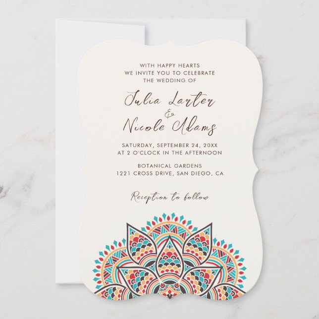 Invitación diseños clásicos de mandalas (Anverso)