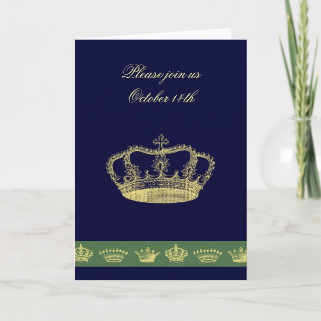 Invitación Diseños de la corona - verde verde oliva (Anverso)
