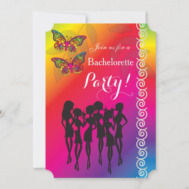 Invitación Diseños psicodélicos del fiesta de Bachelorette de (Anverso)
