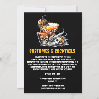 Invitación Disfraces Cócteles bebidas calabaza espeluznante