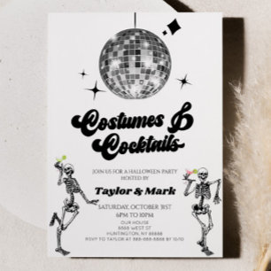 Invitación Disfraces cócteles Disco Skeleton Halloween Party