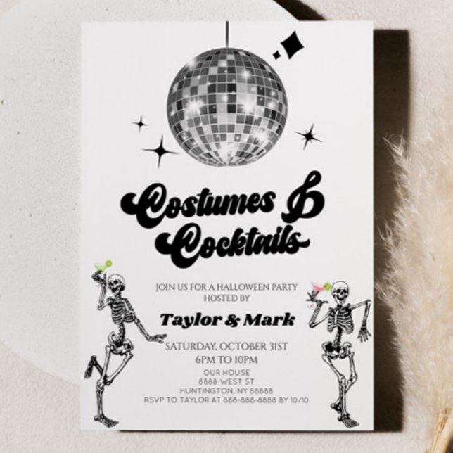 Invitación Disfraces cócteles Disco Skeleton Halloween Party (Subido por el creador)