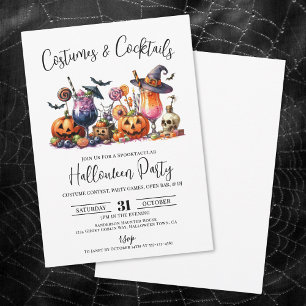 Invitación Disfraces Cócteles Fiesta de Halloween para Adulto