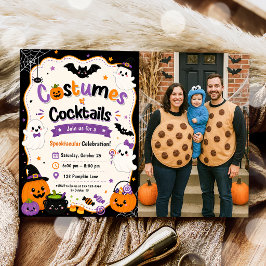 Invitación Disfraces Coloridos Y Cócteles De Halloween Foto