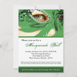 Invitación Disfraces de baile de máscaras de máscaras verdes