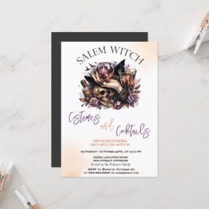 Invitación Disfraces de brujas de Salem y cóctel de Halloween