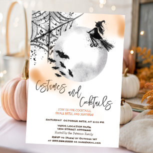 Invitación Disfraces de brujas y cócteles de luna de Hallowee
