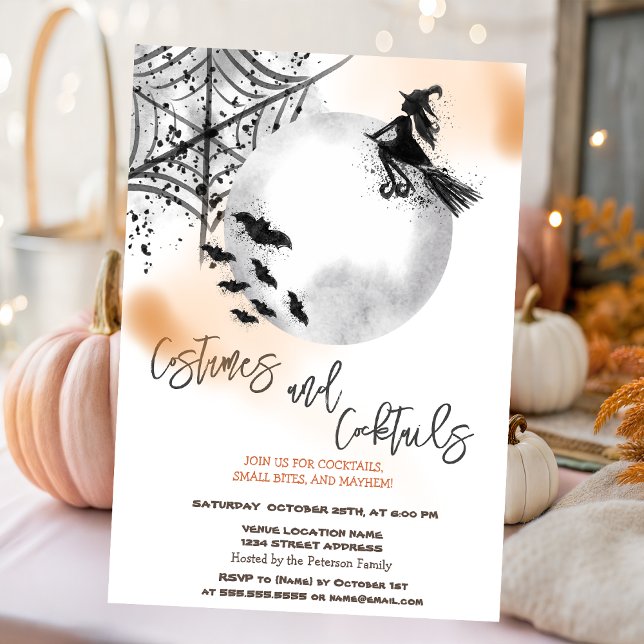 Invitación Disfraces de brujas y cócteles de luna de Hallowee (Subido por el creador)