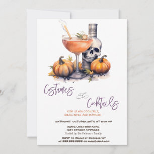 Invitación Disfraces de Calabaza y Cóctel de Halloween