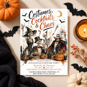 Invitación Disfraces de fiesta de Halloween de esqueleto de a