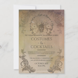 Invitación Disfraces de Halloween góticos victorianos y cócte
