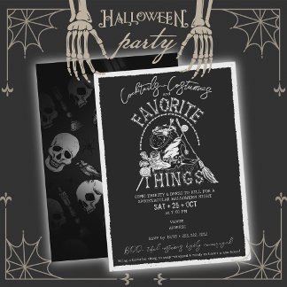 Invitación Disfraces de Halloween Negros e Intercambio de Reg
