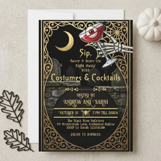 Invitación Disfraces de Halloween para adultos y cócteles Lun