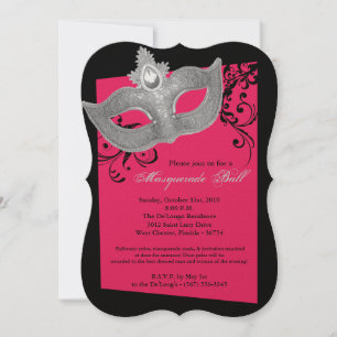 Invitación Disfraces de máscaras de bolas rosadas de mascarad