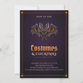 Invitación Disfraces de murciélago vampiro y cócteles Invitac