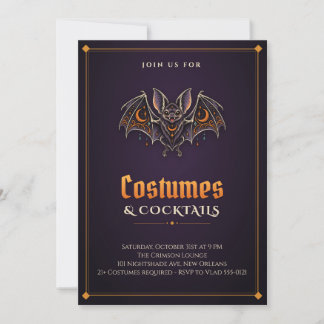 Invitación Disfraces de murciélago vampiro y cócteles Invitac
