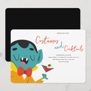 Invitación Disfraces de vampiros lindos y cócteles de Hallowe