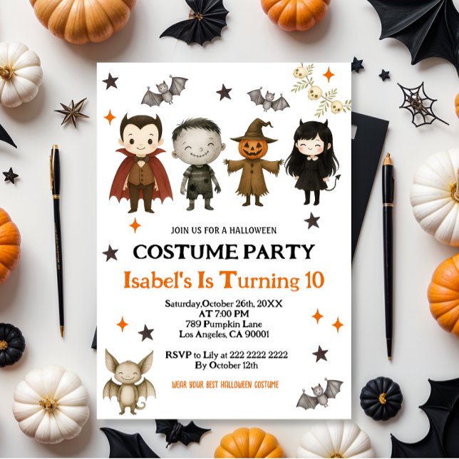 Invitación Disfraces editables Spooktaculares Cumpleaños Hall (Subido por el creador)