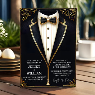 Invitación Disfraces Hombres Tuxedo Adulto Negrita Boda de lo