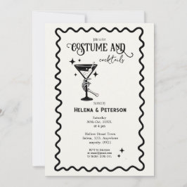 Invitación Disfraces Retro en Blanco y Negro y Fiesta de Cóct