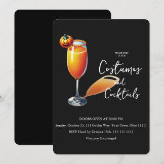 Invitación Disfraces y cócteles de calabaza Mimosa Halloween