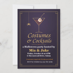 Invitación Disfraces y Cócteles de Martini de Ojo Halloween