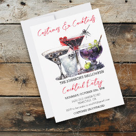 Invitación Disfraces y Cócteles Fiesta de Halloween Acuarela 