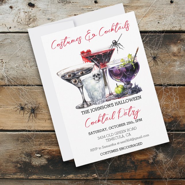 Invitación Disfraces y Cócteles Fiesta de Halloween Acuarela  (Subido por el creador)