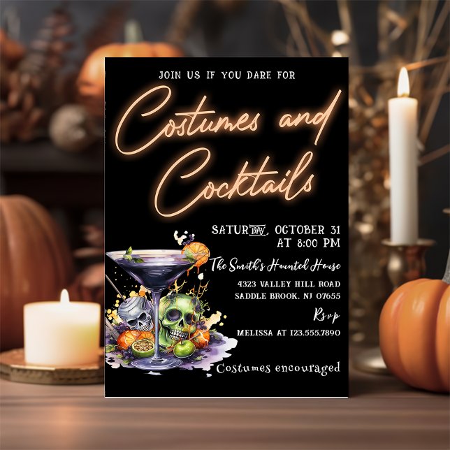 Invitación Disfraces y cócteles Fiesta de Halloween de cráneo (Subido por el creador)