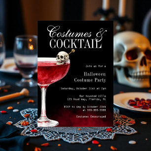 Invitación Disfraces y Cócteles Fiesta de Halloween de Trajes