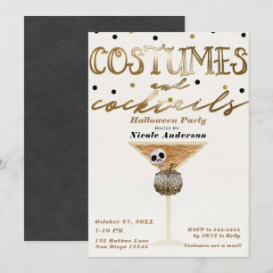 Invitación Disfraces y Cócteles Fiesta de Halloween Elegante 