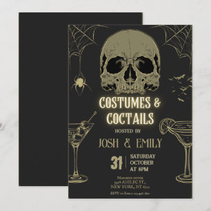 Invitación Disfraces y cócteles Halloween Fiesta adulto Scull
