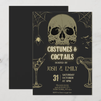Invitación Disfraces y cócteles Halloween Fiesta adulto Scull