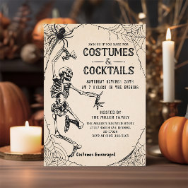 Invitación Disfraces y cócteles Skeleton Halloween para adult