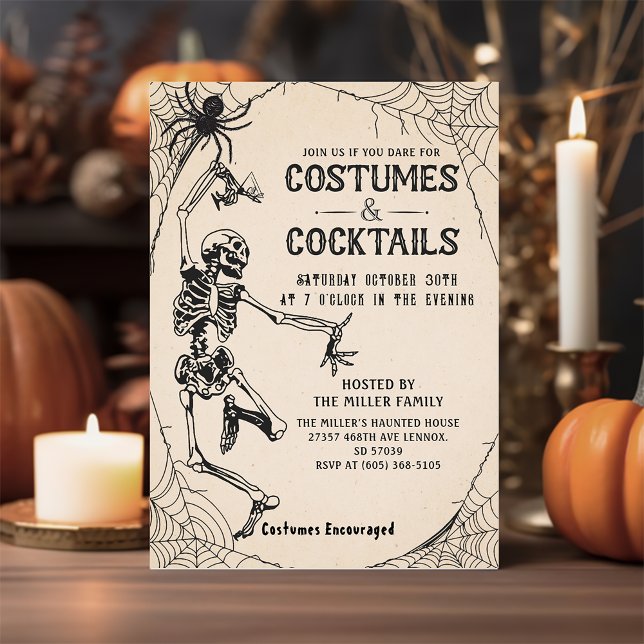 Invitación Disfraces y cócteles Skeleton Halloween para adult (Subido por el creador)