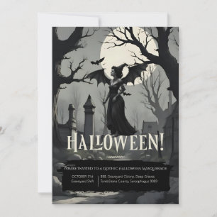 Invitación Disfraz de adulto gótico espeluznante y Halloween 