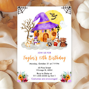 Invitación disfraz de animales fiesta de cumpleaños de Hallow
