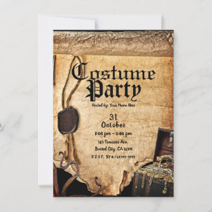 Invitación Disfraz de antiguo pergamino de pirata vintage par