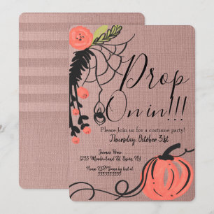 Invitación disfraz de araña floral Halloween cumpleaños