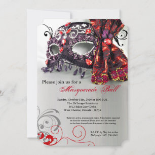 Invitación Disfraz de bola de máscaras rojas Halloween