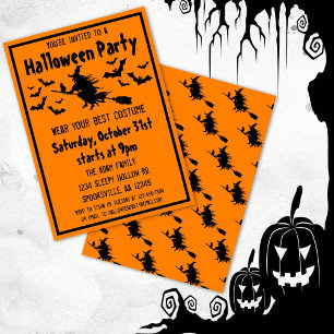 Invitación disfraz de bruja de Halloween fiesta