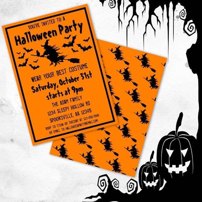 Invitación disfraz de bruja de Halloween fiesta (Subido por el creador)