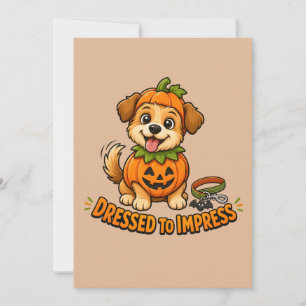 Invitación Disfraz de calabaza de Halloween para perro lindo