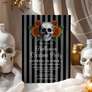 Invitación Disfraz de calavera floral gótica para adulto, fie