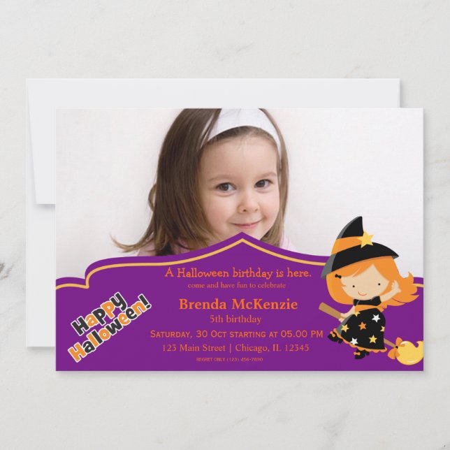 Invitación Disfraz de cumpleaños de Halloween (Anverso)