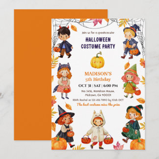 Invitación Disfraz de cumpleaños de Halloween para niños Cala