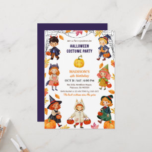 Invitación Disfraz de cumpleaños de Halloween para niños de 4