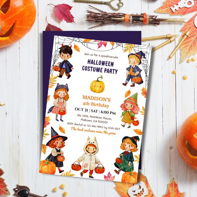 Invitación Disfraz de cumpleaños de Halloween para niños de 4 (Subido por el creador)