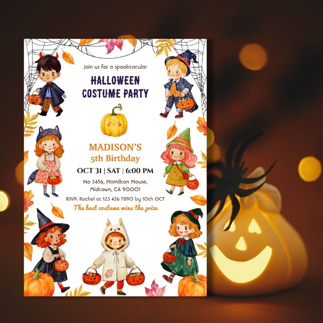 Invitación Disfraz de cumpleaños de Halloween para niños de 5 (Subido por el creador)